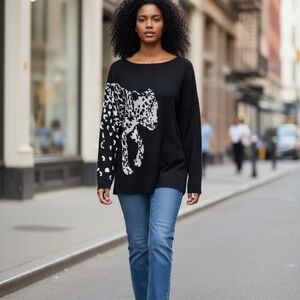 Philosophy Black Leopard Print Women's Top